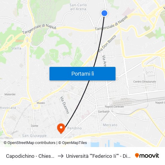 Capodichino - Chiesa Nostra Signora Di Lourdes to Università ""Federico Ii"" - Dipartimento Di Scienze Politiche (Disp) map