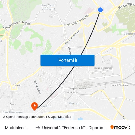 Maddalena - Aeropoto Civile to Università ""Federico Ii"" - Dipartimento Di Scienze Politiche (Disp) map