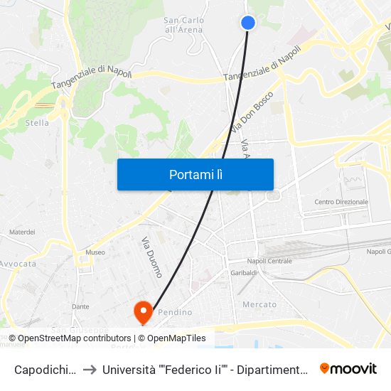 Capodichino - Cervi to Università ""Federico Ii"" - Dipartimento Di Scienze Politiche (Disp) map