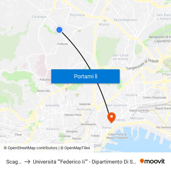 Scaglione to Università ""Federico Ii"" - Dipartimento Di Scienze Politiche (Disp) map