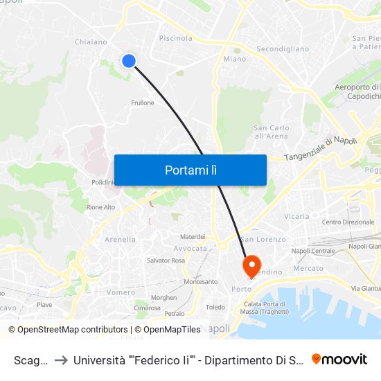 Scaglione to Università ""Federico Ii"" - Dipartimento Di Scienze Politiche (Disp) map