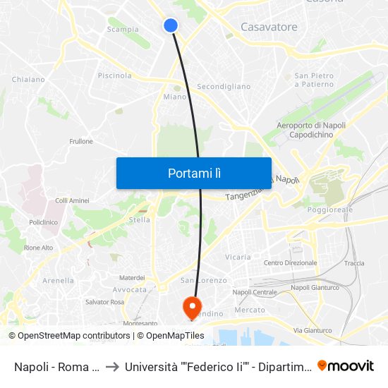 Napoli - Roma Verso Scampia to Università ""Federico Ii"" - Dipartimento Di Scienze Politiche (Disp) map