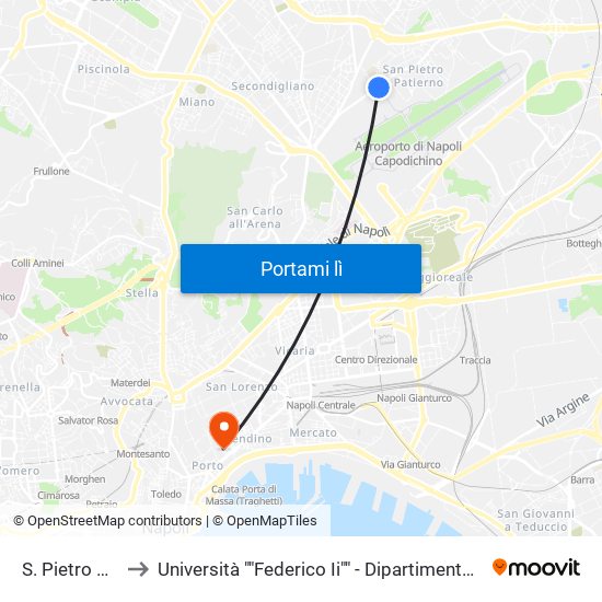 S. Pietro A Patierno to Università ""Federico Ii"" - Dipartimento Di Scienze Politiche (Disp) map
