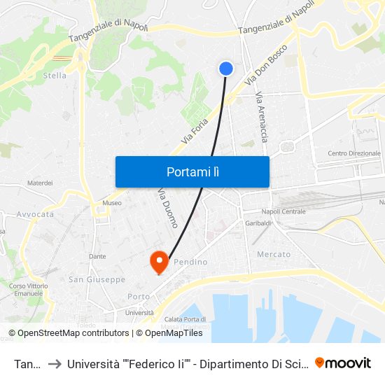 Tanucci to Università ""Federico Ii"" - Dipartimento Di Scienze Politiche (Disp) map
