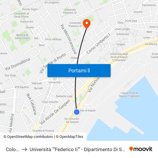 Colombo to Università ""Federico Ii"" - Dipartimento Di Scienze Politiche (Disp) map