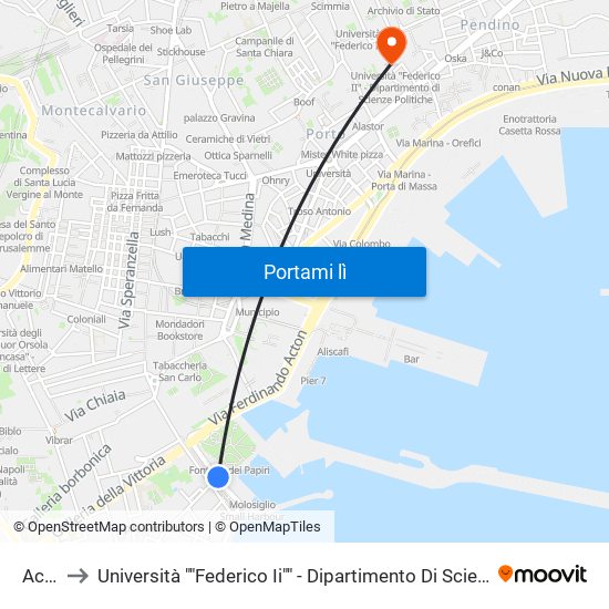 Acton to Università ""Federico Ii"" - Dipartimento Di Scienze Politiche (Disp) map