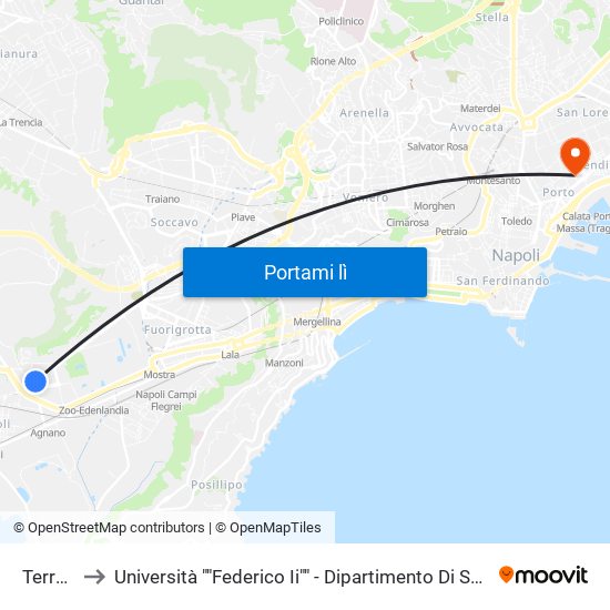 Terracina to Università ""Federico Ii"" - Dipartimento Di Scienze Politiche (Disp) map