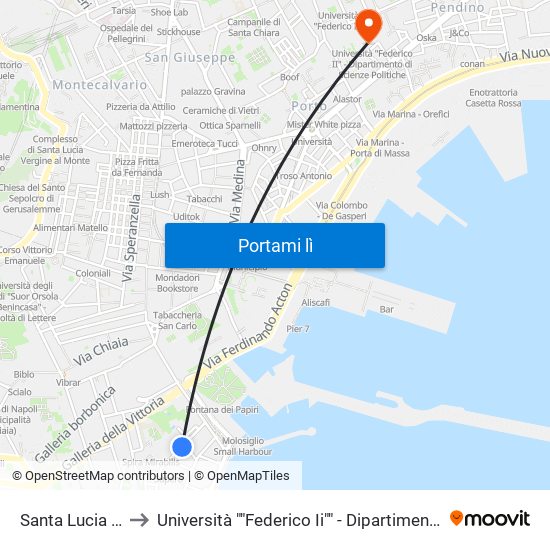 Santa Lucia - Plebiscito to Università ""Federico Ii"" - Dipartimento Di Scienze Politiche (Disp) map