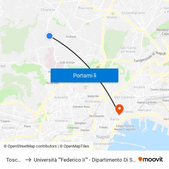 Toscanella to Università ""Federico Ii"" - Dipartimento Di Scienze Politiche (Disp) map