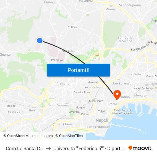 Com.Le Santa Croce Ad Orsolone to Università ""Federico Ii"" - Dipartimento Di Scienze Politiche (Disp) map