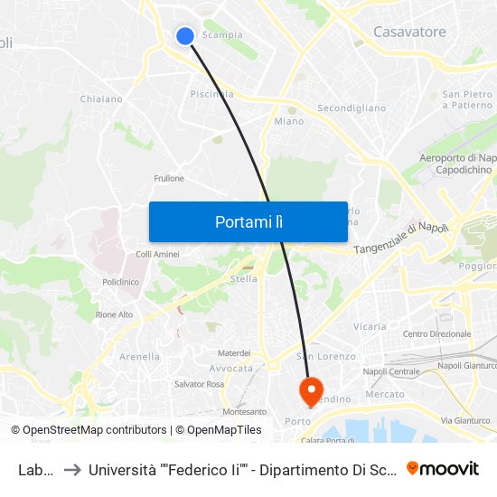 Labriola to Università ""Federico Ii"" - Dipartimento Di Scienze Politiche (Disp) map