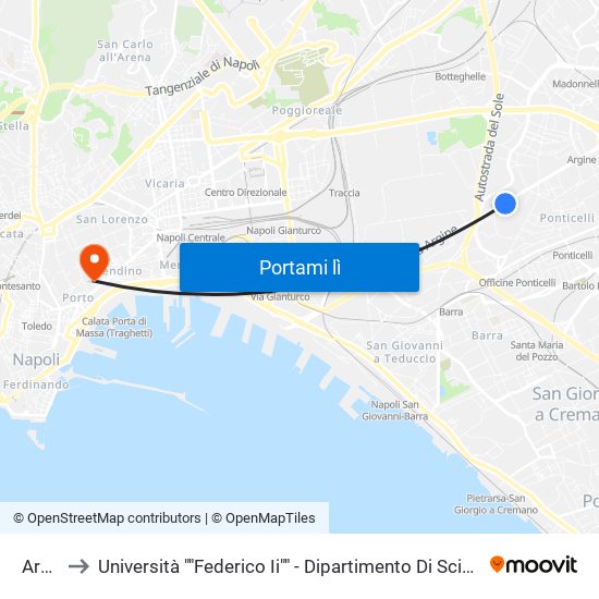 Argine to Università ""Federico Ii"" - Dipartimento Di Scienze Politiche (Disp) map