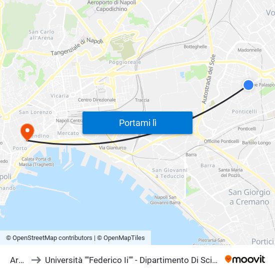 Argine to Università ""Federico Ii"" - Dipartimento Di Scienze Politiche (Disp) map