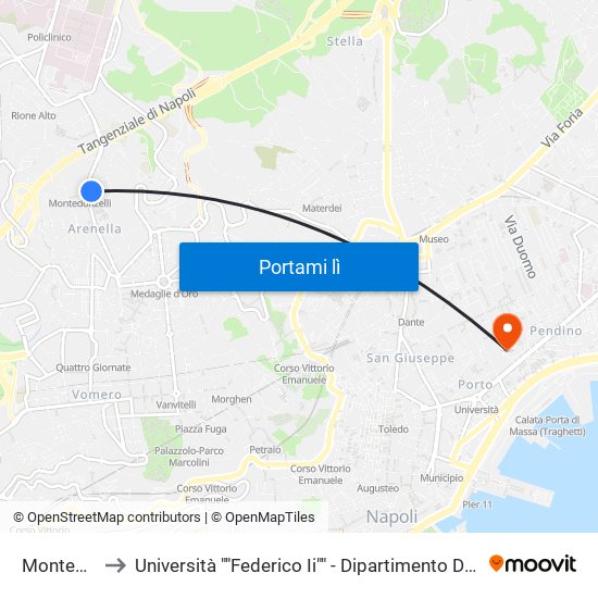 Montedonzelli to Università ""Federico Ii"" - Dipartimento Di Scienze Politiche (Disp) map