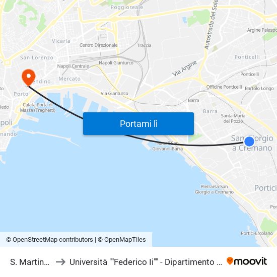 S. Martino - Mario to Università ""Federico Ii"" - Dipartimento Di Scienze Politiche (Disp) map