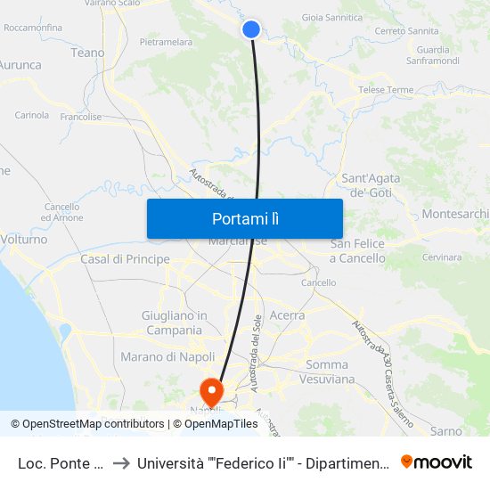 Loc. Ponte Margherita to Università ""Federico Ii"" - Dipartimento Di Scienze Politiche (Disp) map