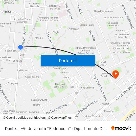 Dante - M1 to Università ""Federico Ii"" - Dipartimento Di Scienze Politiche (Disp) map