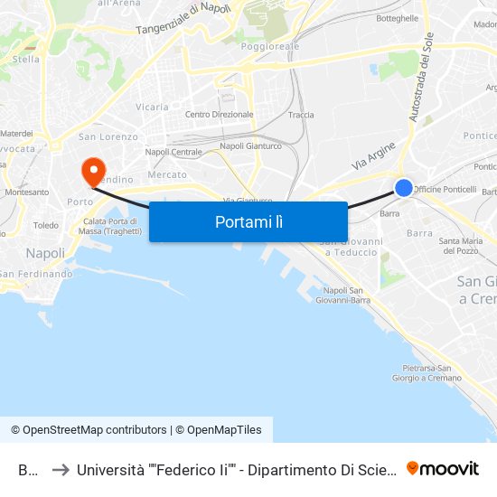 Barra to Università ""Federico Ii"" - Dipartimento Di Scienze Politiche (Disp) map