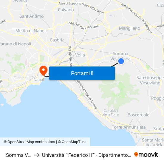 Somma Vesuviana to Università ""Federico Ii"" - Dipartimento Di Scienze Politiche (Disp) map