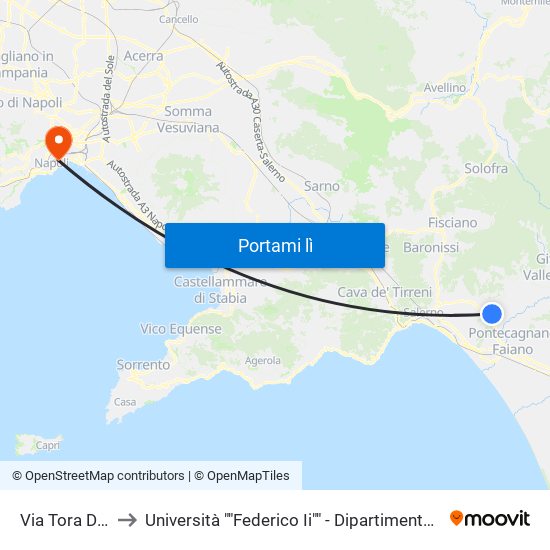 Via Tora Di Filetta, 3 to Università ""Federico Ii"" - Dipartimento Di Scienze Politiche (Disp) map