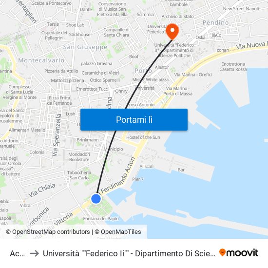 Acton to Università ""Federico Ii"" - Dipartimento Di Scienze Politiche (Disp) map