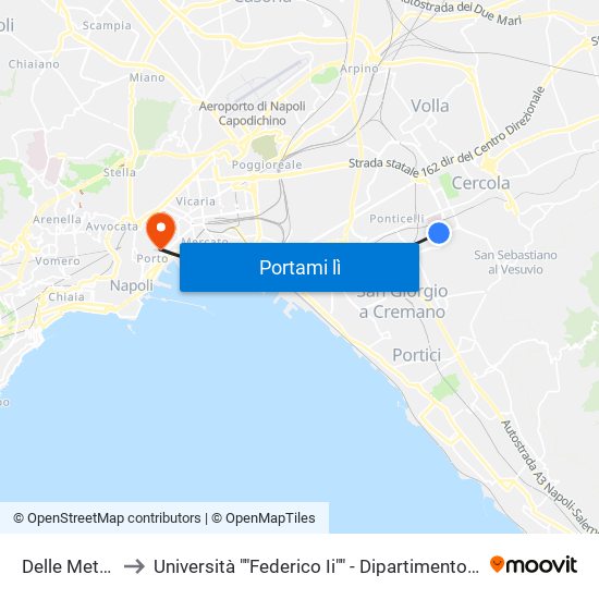 Delle Metamorfosi to Università ""Federico Ii"" - Dipartimento Di Scienze Politiche (Disp) map