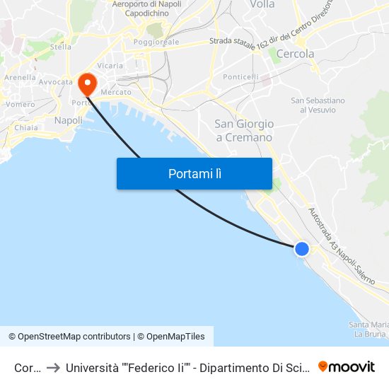 Corallo to Università ""Federico Ii"" - Dipartimento Di Scienze Politiche (Disp) map