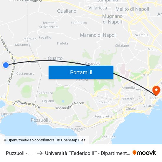 Puzzuoli - Via Serao, 1 to Università ""Federico Ii"" - Dipartimento Di Scienze Politiche (Disp) map