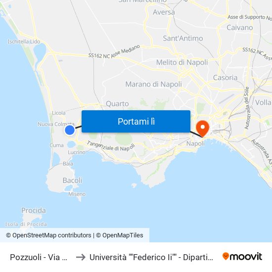 Pozzuoli - Via Montenuovo, 118 to Università ""Federico Ii"" - Dipartimento Di Scienze Politiche (Disp) map