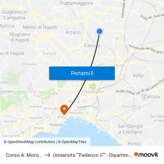 Corso A. Moro - Rif. Terminale to Università ""Federico Ii"" - Dipartimento Di Scienze Politiche (Disp) map