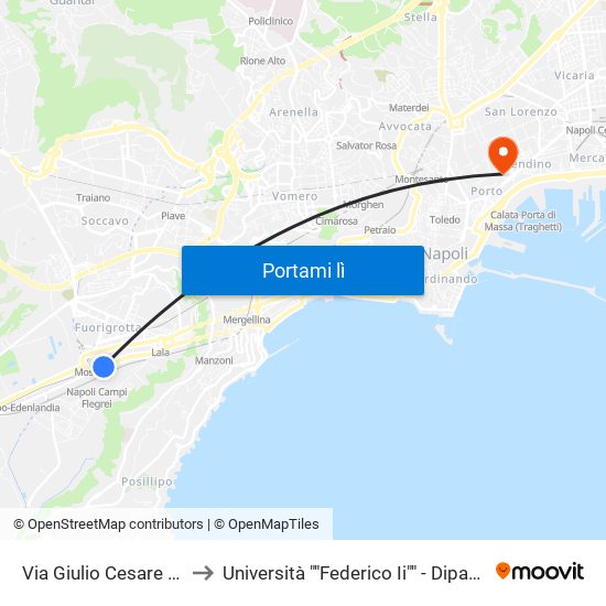 Via Giulio Cesare - Nuovo Capolinea Ctp to Università ""Federico Ii"" - Dipartimento Di Scienze Politiche (Disp) map