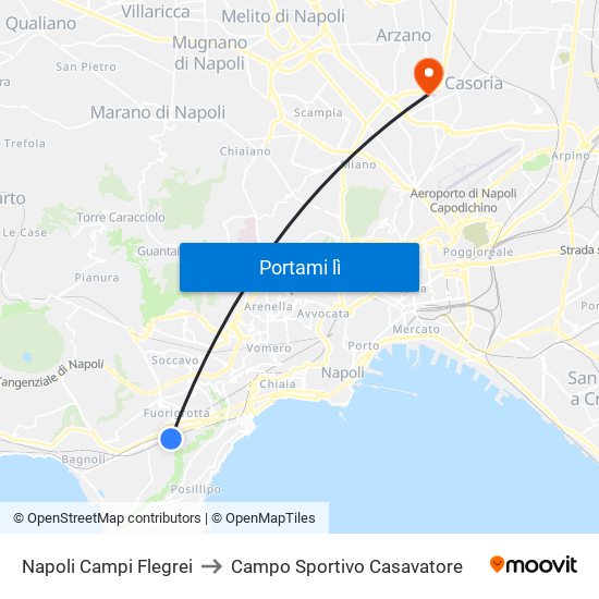 Napoli Campi Flegrei to Campo Sportivo Casavatore map