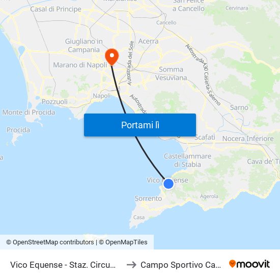 Vico Equense - Staz. Circumvesuviana to Campo Sportivo Casavatore map