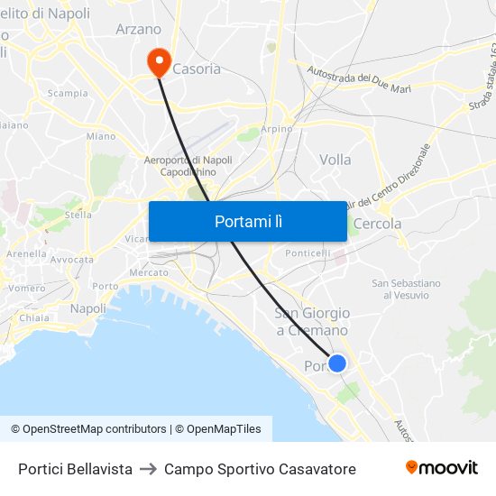 Portici Bellavista to Campo Sportivo Casavatore map