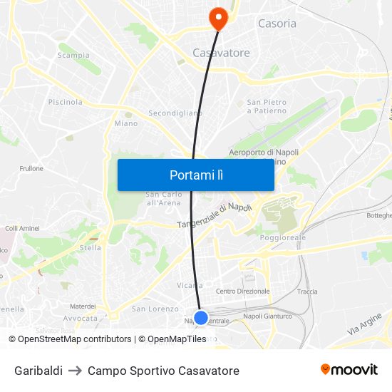 Garibaldi to Campo Sportivo Casavatore map