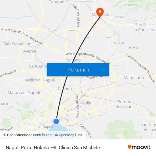 Napoli Porta Nolana to Clinica San Michele map
