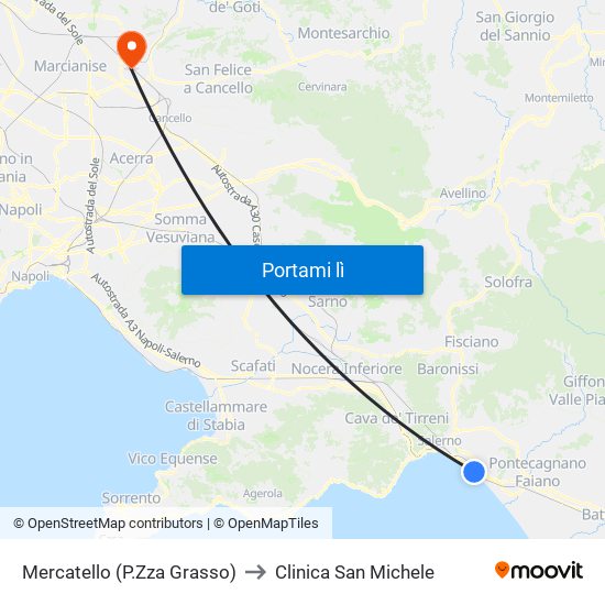 Mercatello (P.Zza Grasso) to Clinica San Michele map