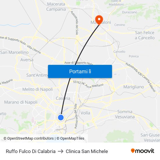 Ruffo Fulco Di Calabria to Clinica San Michele map