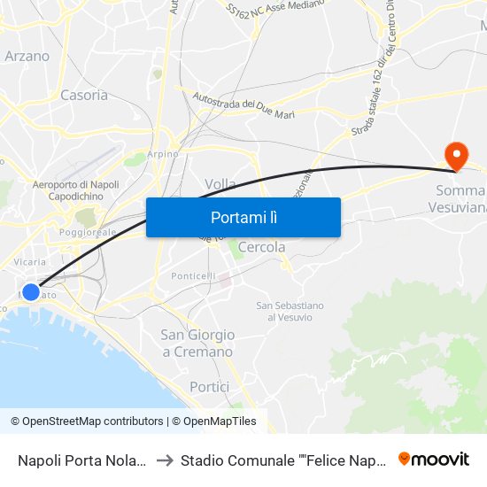 Napoli Porta Nolana to Stadio Comunale ""Felice Nappi"" map