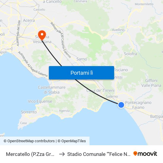 Mercatello (P.Zza Grasso) to Stadio Comunale ""Felice Nappi"" map