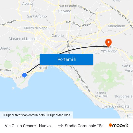 Via Giulio Cesare - Nuovo Capolinea Ctp to Stadio Comunale ""Felice Nappi"" map
