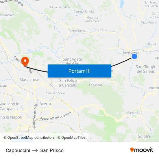 Cappuccini to San Prisco map