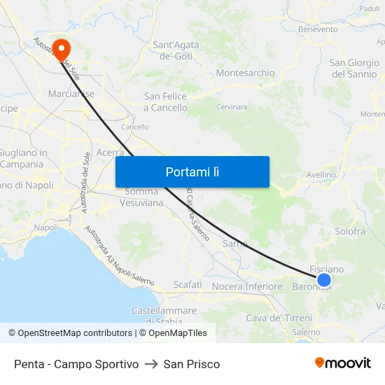 Penta - Campo Sportivo to San Prisco map