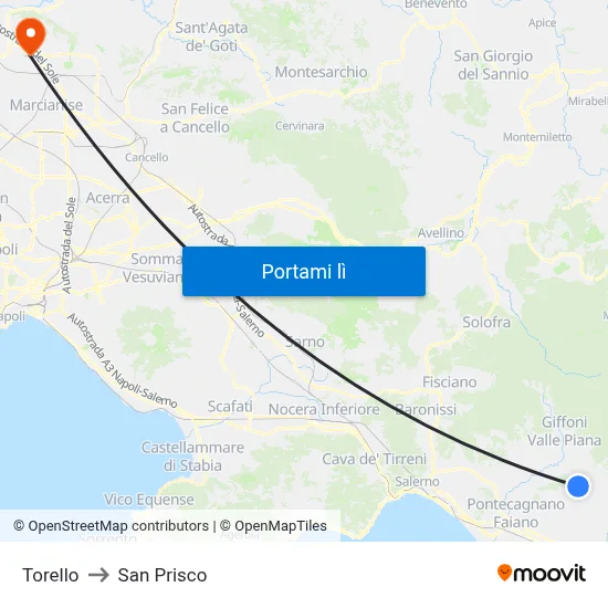 Torello to San Prisco map