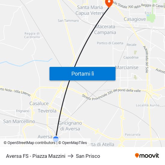 Aversa FS - Piazza Mazzini to San Prisco map
