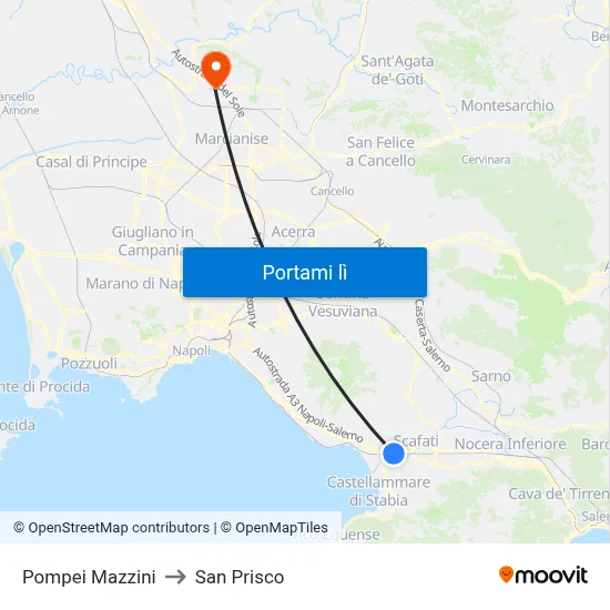 Pompei Mazzini to San Prisco map