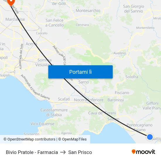 Bivio Pratole - Farmacia to San Prisco map