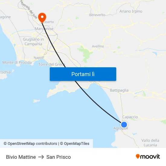 Bivio Mattine to San Prisco map