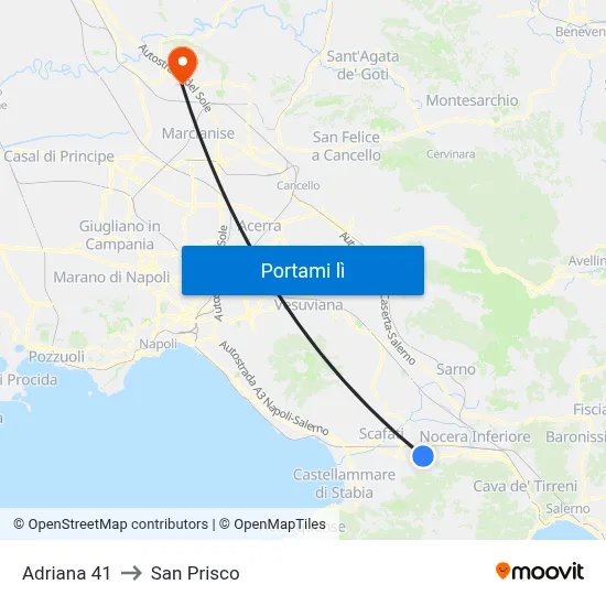Adriana 41 to San Prisco map