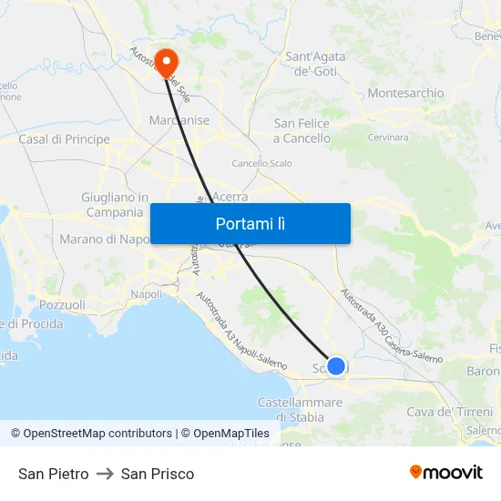 San Pietro to San Prisco map